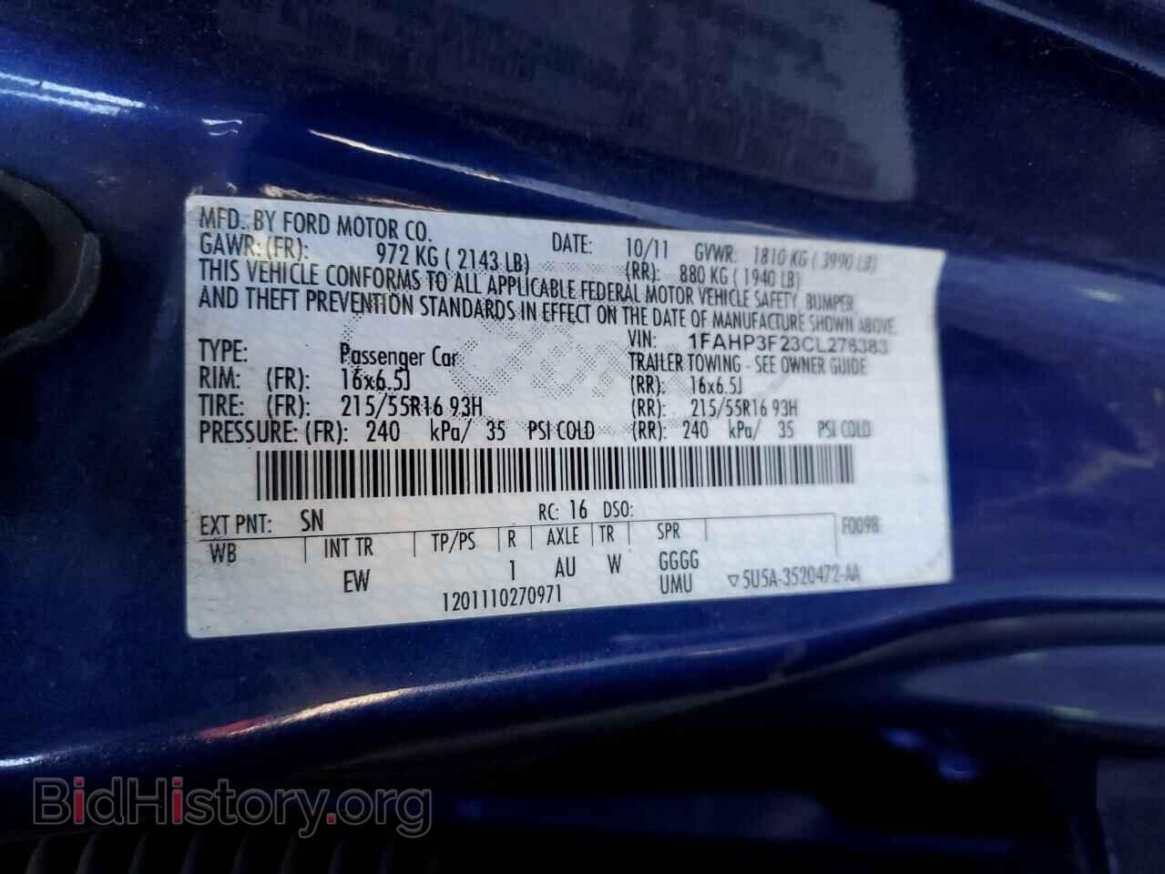2012 FORD FOCUS - VIN: 1FAHP3F23CL276383 - Фото 12