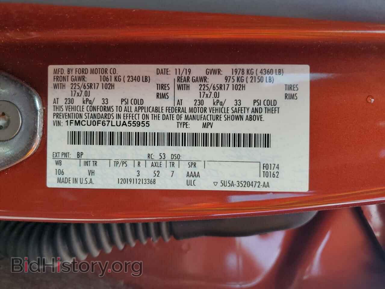 2020 FORD ESCAPE - VIN: 1FMCU0F67LUA55955 - Фото 13