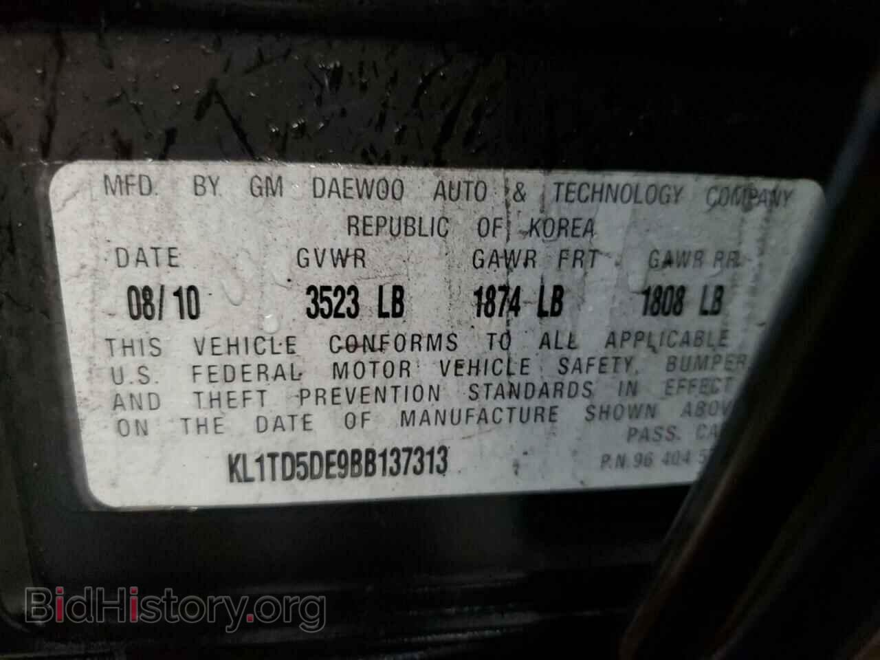 2011 CHEVROLET AVEO - VIN: KL1TD5DE9BB137313 - Фото 12