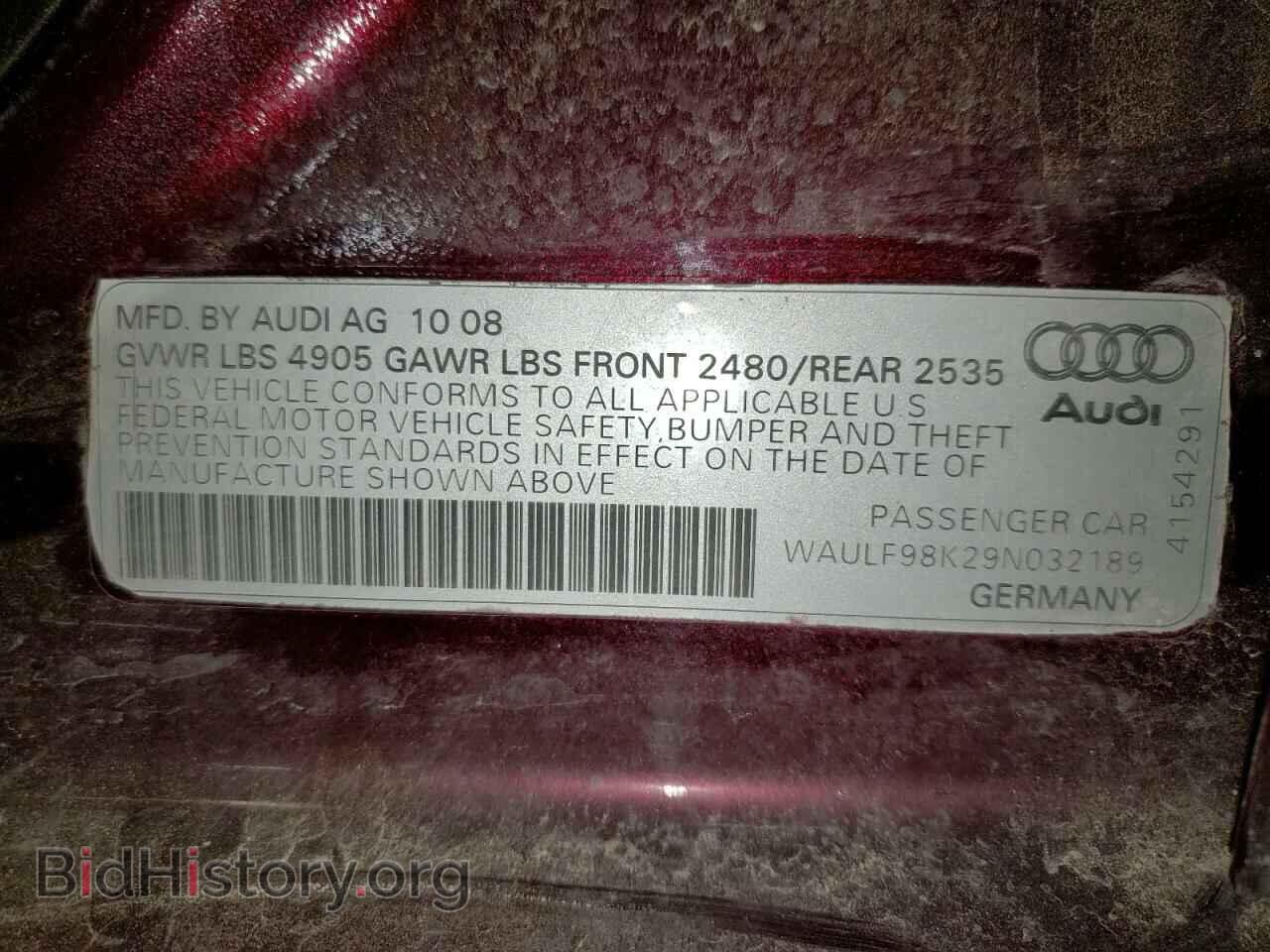 2009 AUDI A4 - VIN: WAULF98K29N032189 - Фото 13