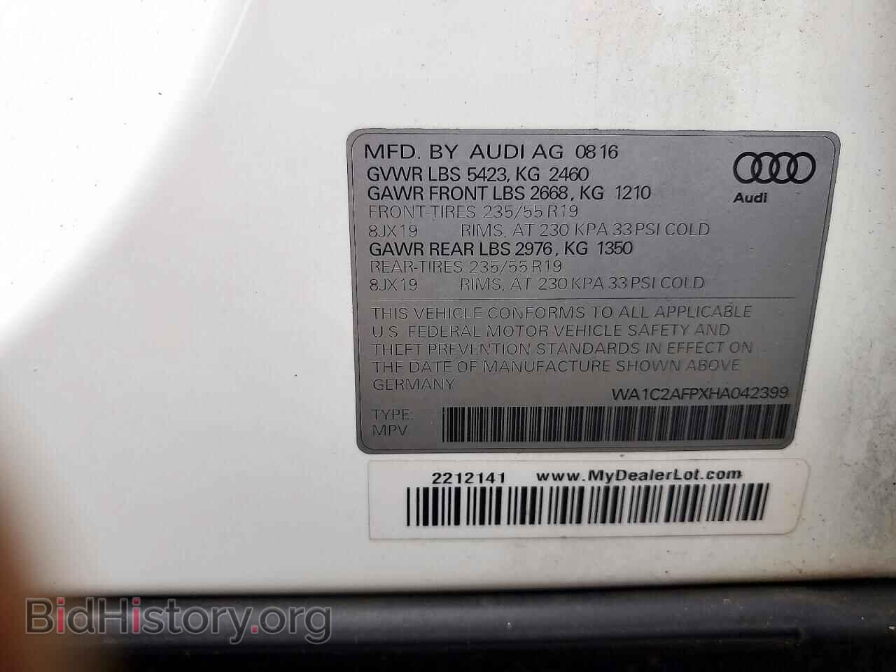 2017 AUDI Q5 - VIN: WA1C2AFPXHA042399 - Photo 14