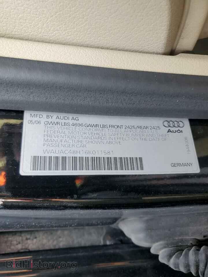 2006 AUDI A4 - VIN: WAUAC48H16K011581 - Фото 12