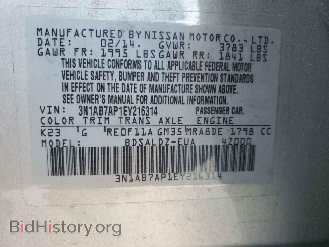 2014 NISSAN SENTRA - VIN: 3N1AB7AP1EY216314 - Фото 12