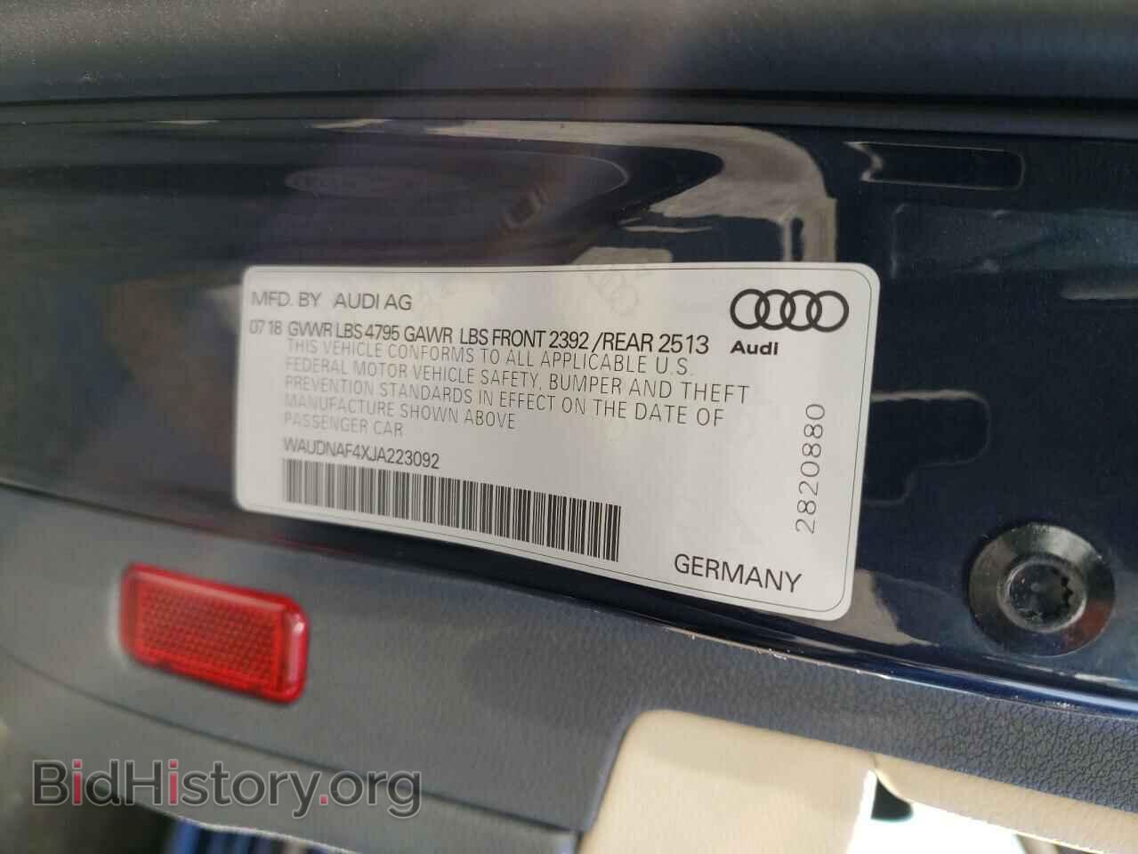 2018 AUDI A4 - VIN: WAUDNAF4XJA223092 - Фото 12