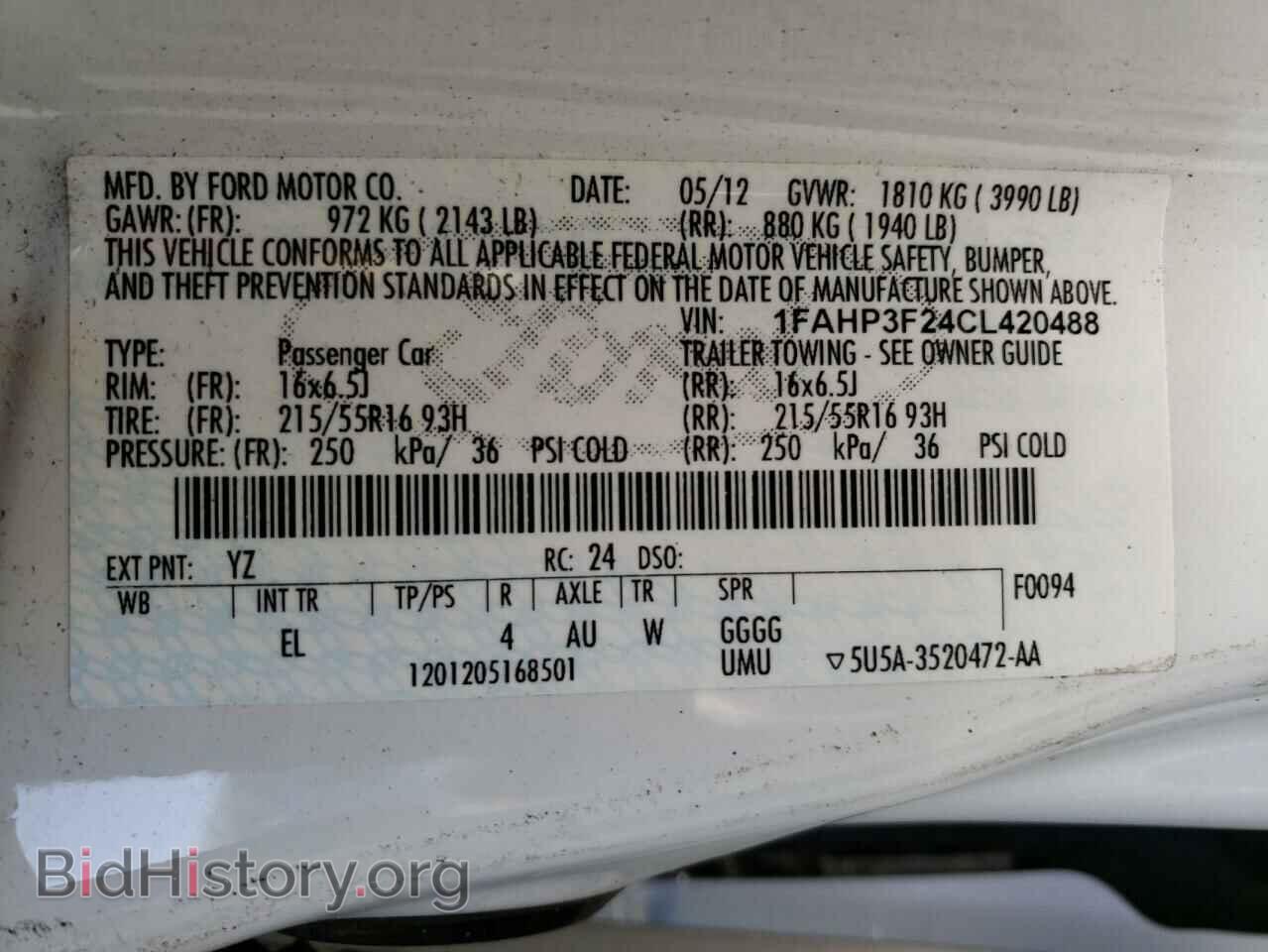 2012 FORD FOCUS - VIN: 1FAHP3F24CL420488 - Фото 12