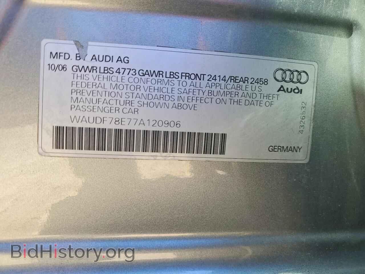 2007 AUDI A4 - VIN: WAUDF78E77A120906 - Фото 12
