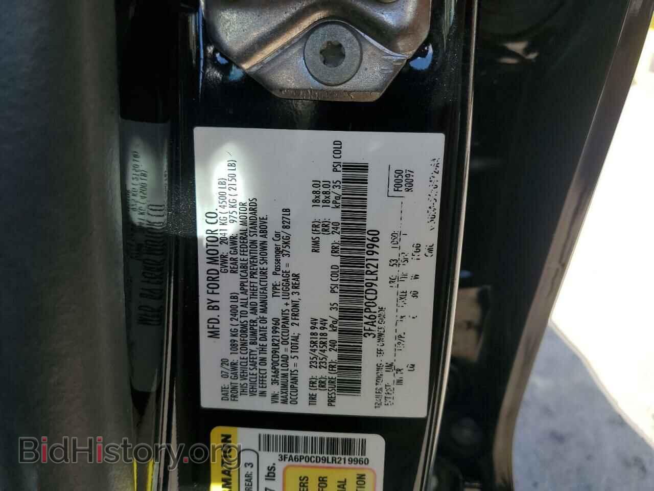 2020 FORD FUSION - VIN: 3FA6P0CD9LR219960 - Фото 12