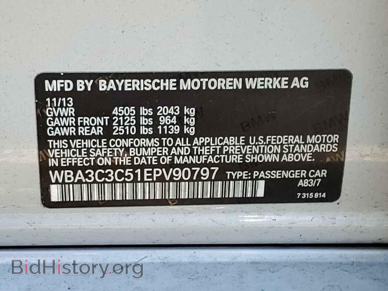 2014 BMW 3 SERIES - VIN: WBA3C3C51EPV90797 - Фото 12