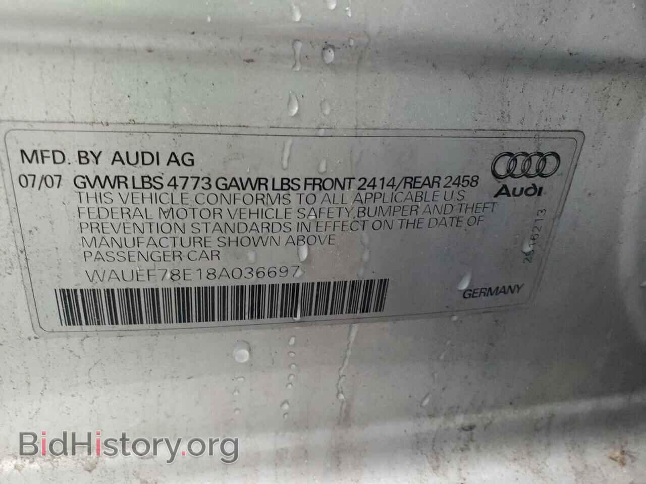2008 AUDI A4 - VIN: WAUEF78E18A036697 - Фото 13