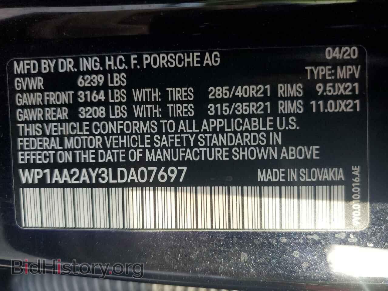 2020 PORSCHE CAYENNE - VIN: WP1AA2AY3LDA07697 - Фото 14