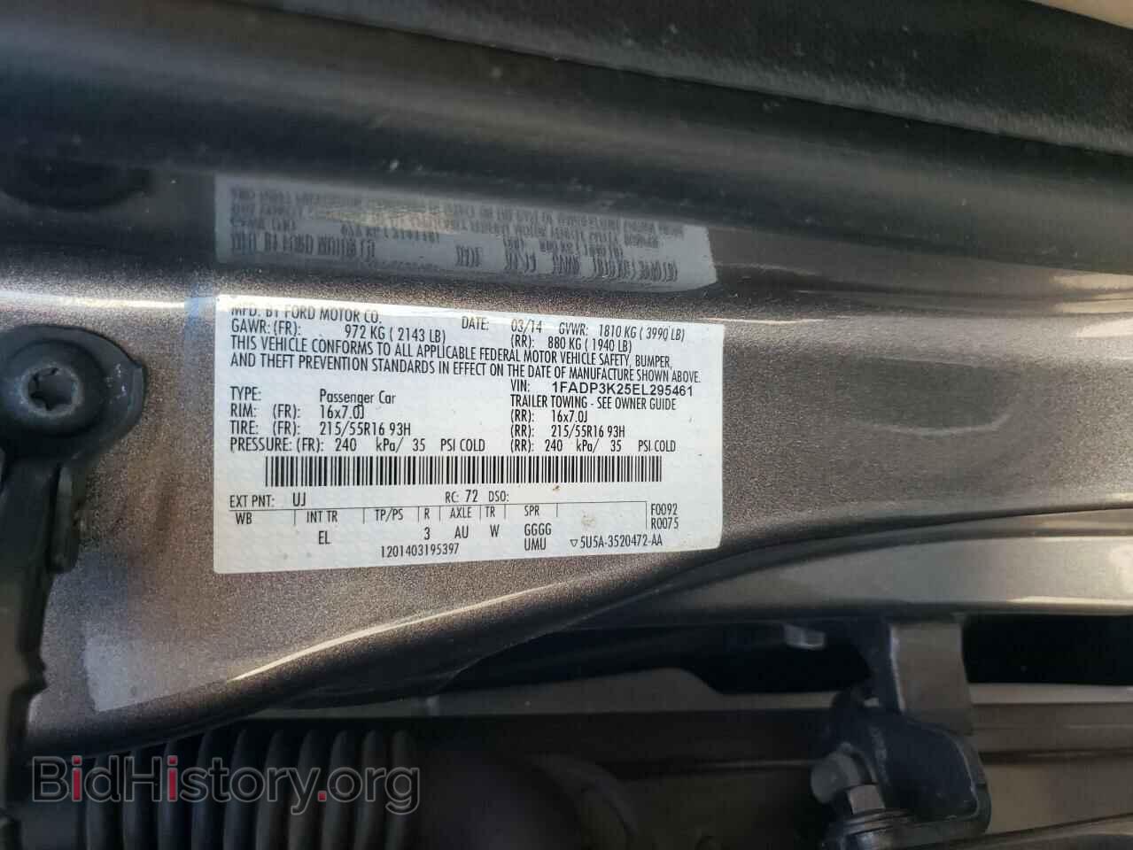 2014 FORD FOCUS - VIN: 1FADP3K25EL295461 - Фото 12