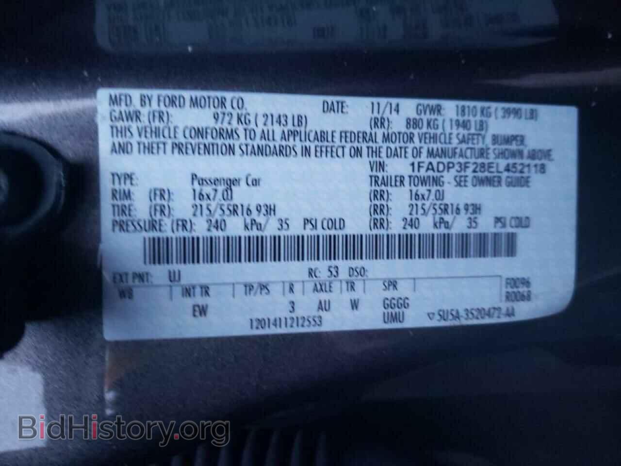 2014 FORD FOCUS - VIN: 1FADP3F28EL452118 - Фото 12