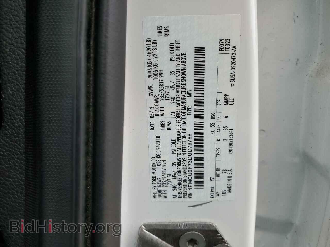 2013 FORD ESCAPE - VIN: 1FMCU0F73DUD79799 - Фото 13