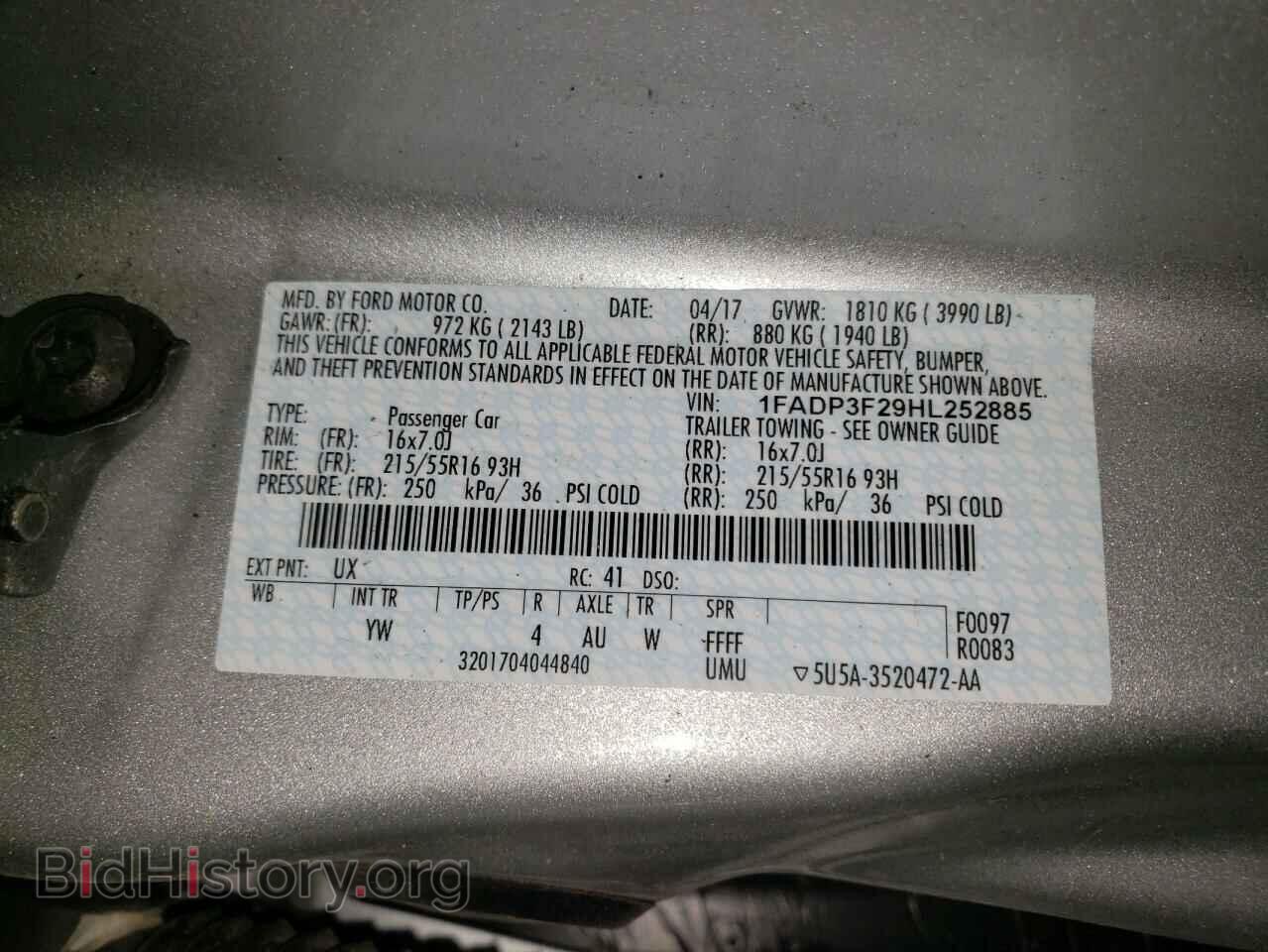 2017 FORD FOCUS - VIN: 1FADP3F29HL252885 - Фото 12