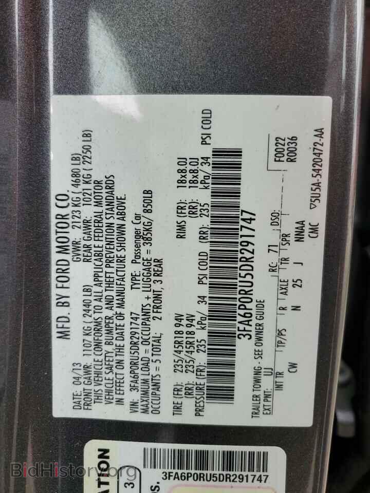 2013 FORD FUSION - VIN: 3FA6P0RU5DR291747 - Фото 12