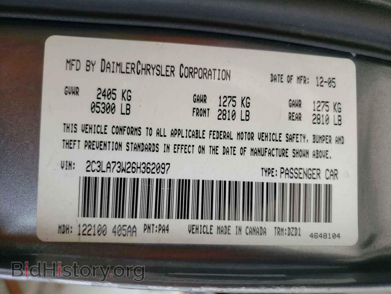 2006 CHRYSLER 300 - VIN: 2C3LA73W26H362097 - Фото 13