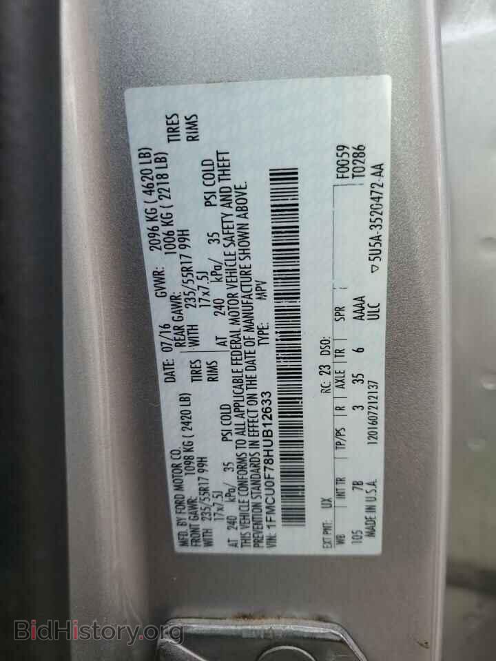 2017 FORD ESCAPE - VIN: 1FMCU0F78HUB12633 - Photo 12