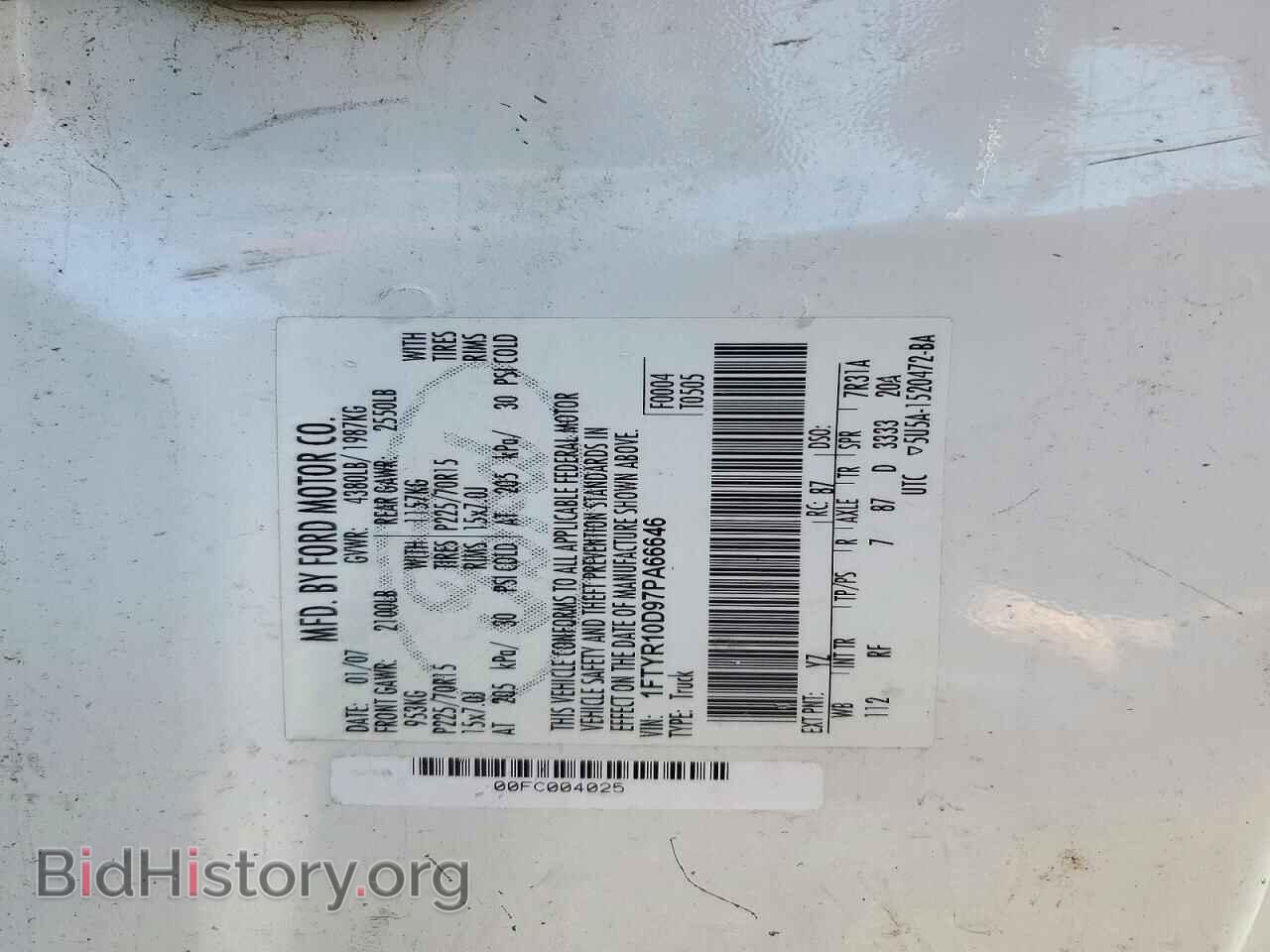 2007 FORD RANGER - VIN: 1FTYR10D97PA66646 - Фото 12