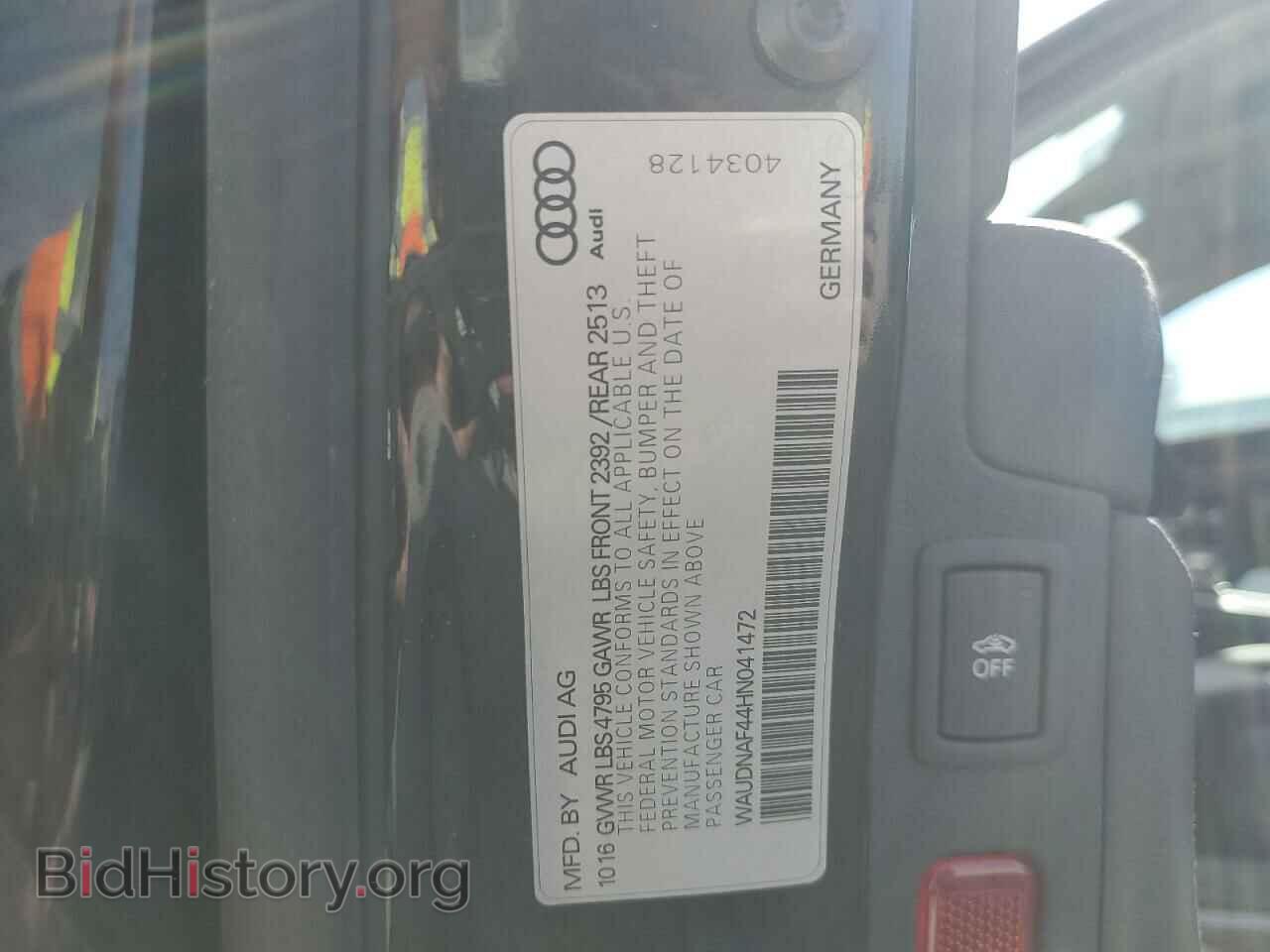2017 AUDI A4 - VIN: WAUDNAF44HN041472 - Фото 13