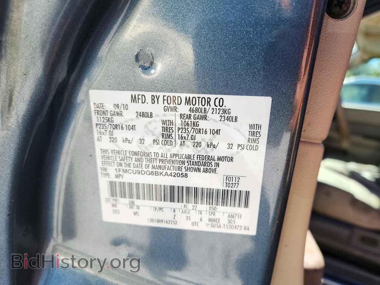 2011 FORD ESCAPE - VIN: 1FMCU9DG8BKA42058 - Фото 13