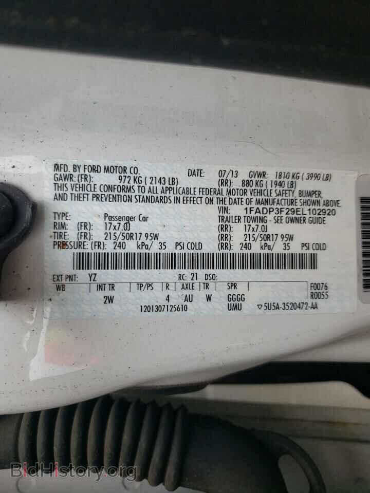 2014 FORD FOCUS - VIN: 1FADP3F29EL102920 - Фото 13