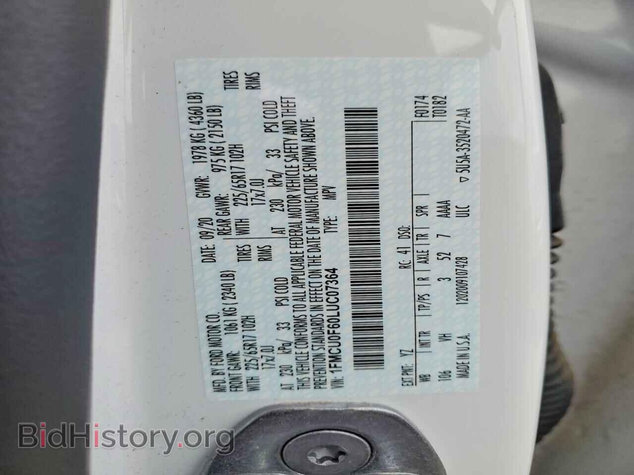 2020 FORD ESCAPE - VIN: 1FMCU0F60LUC07364 - Фото 13