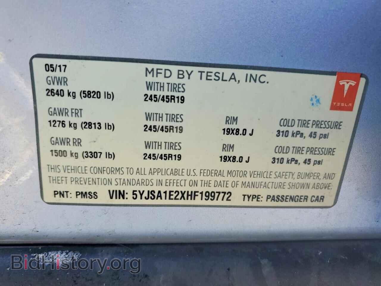 2017 TESLA MODEL S - VIN: 5YJSA1E2XHF199772 - Photo 12