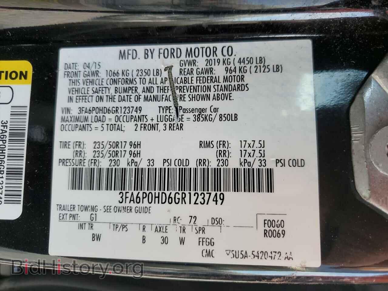 2016 FORD FUSION - VIN: 3FA6P0HD6GR123749 - Фото 12