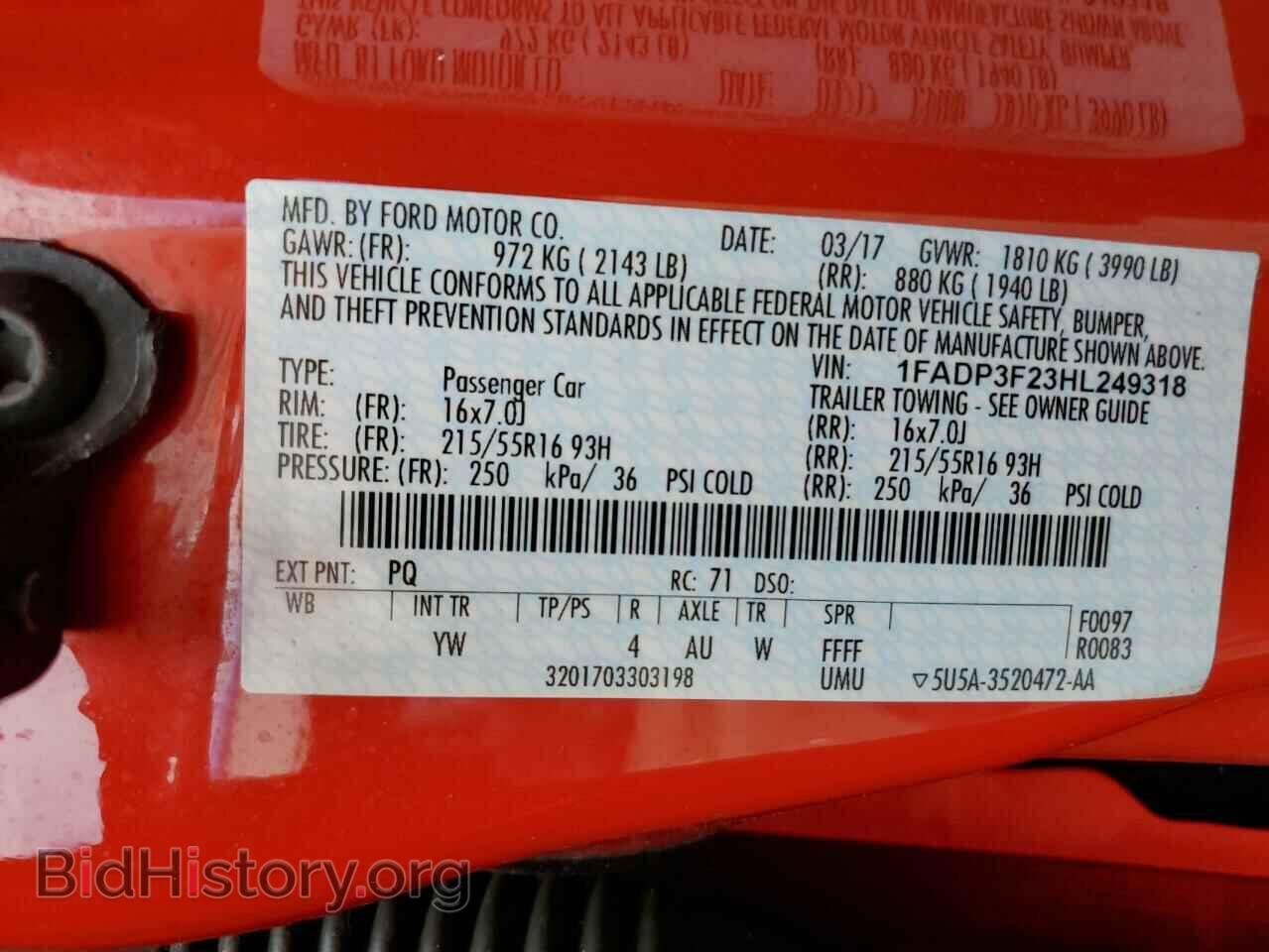 2017 FORD FOCUS - VIN: 1FADP3F23HL249318 - Фото 13