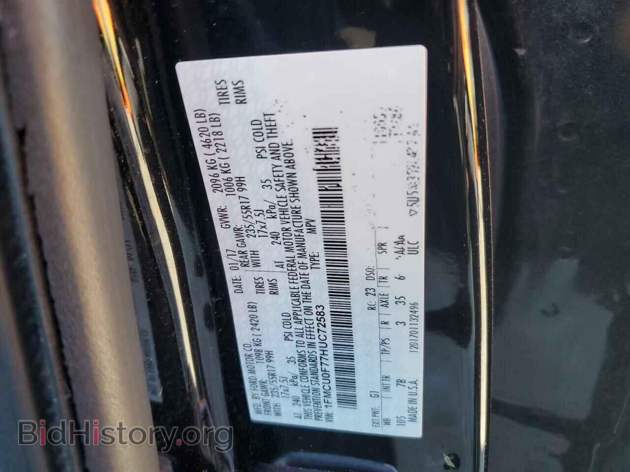 2017 FORD ESCAPE - VIN: 1FMCU0F77HUC72583 - Фото 14