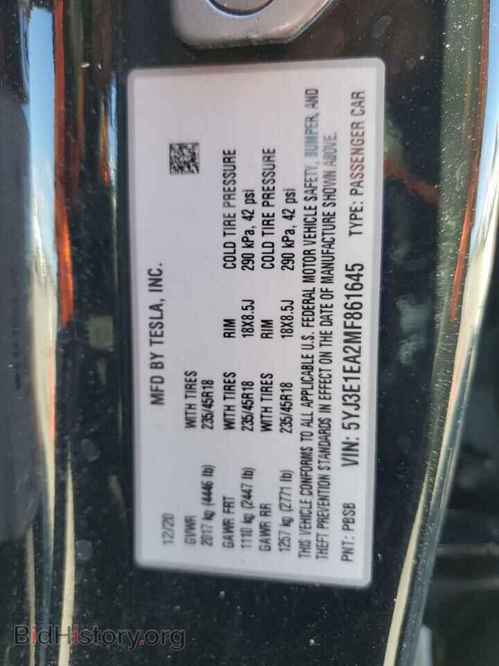 2021 TESLA MODEL 3 - VIN: 5YJ3E1EA2MF861645 - Фото 14