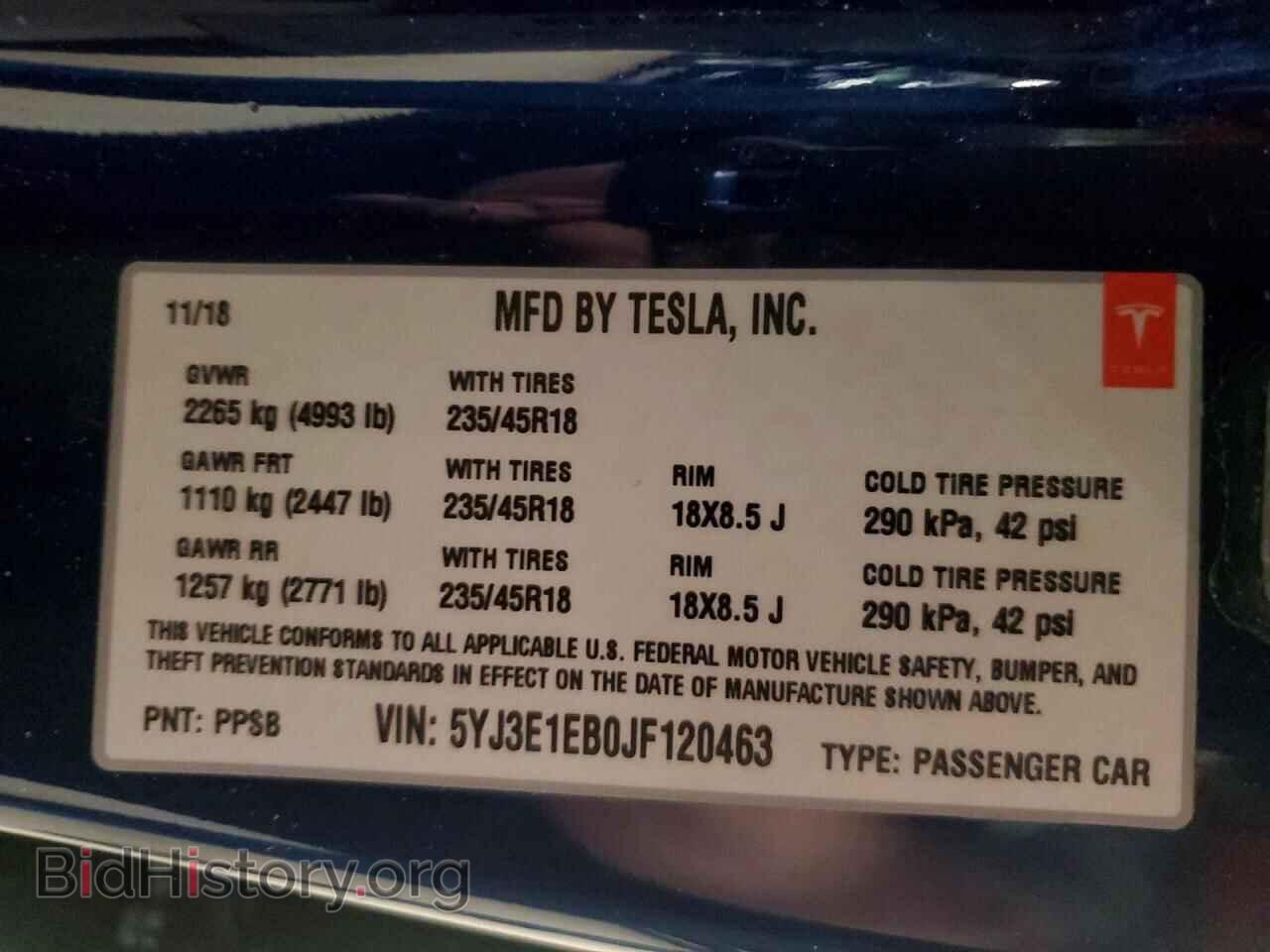 2018 TESLA MODEL 3 - VIN: 5YJ3E1EB0JF120463 - Photo 12