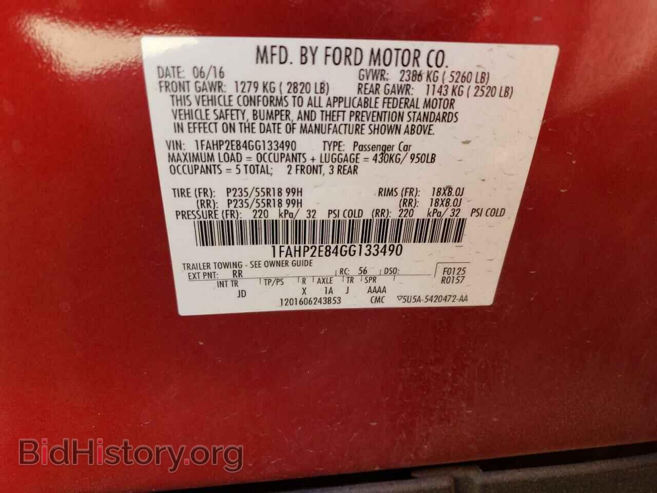 2016 FORD TAURUS - VIN: 1FAHP2E84GG133490 - Фото 13