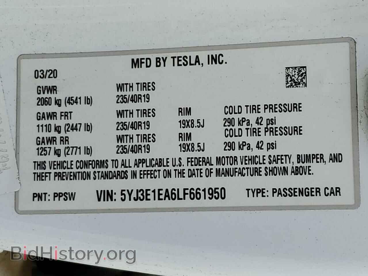 2020 TESLA MODEL 3 - VIN: 5YJ3E1EA6LF661950 - Фото 12