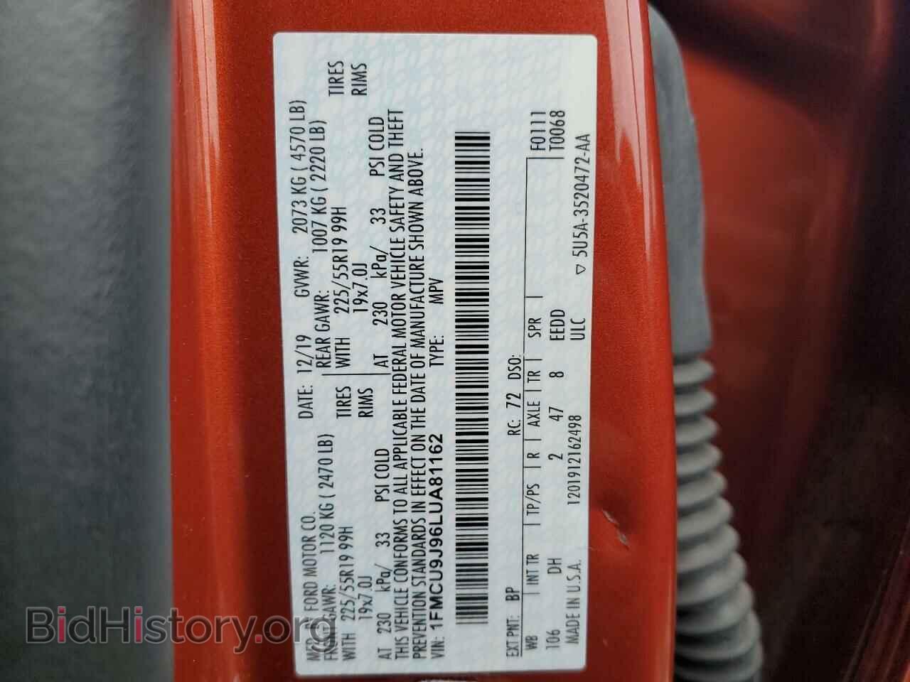 2020 FORD ESCAPE - VIN: 1FMCU9J96LUA81162 - Photo 14