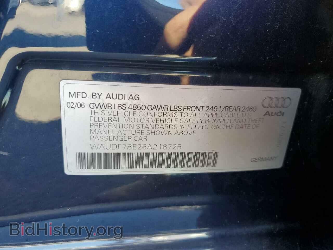 2006 AUDI A4 - VIN: WAUDF78E26A218725 - Фото 12