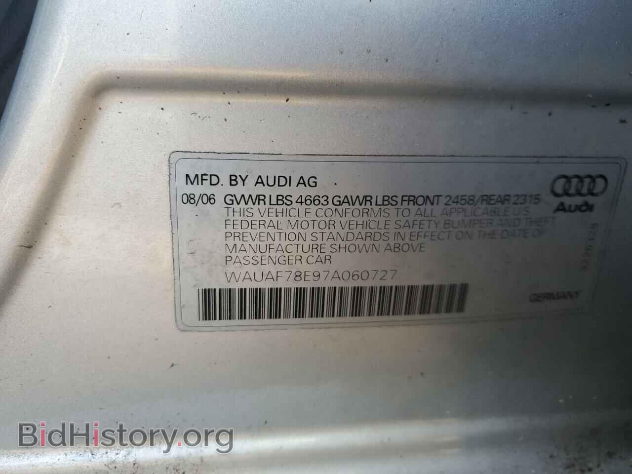 2007 AUDI A4 - VIN: WAUAF78E97A060727 - Фото 13