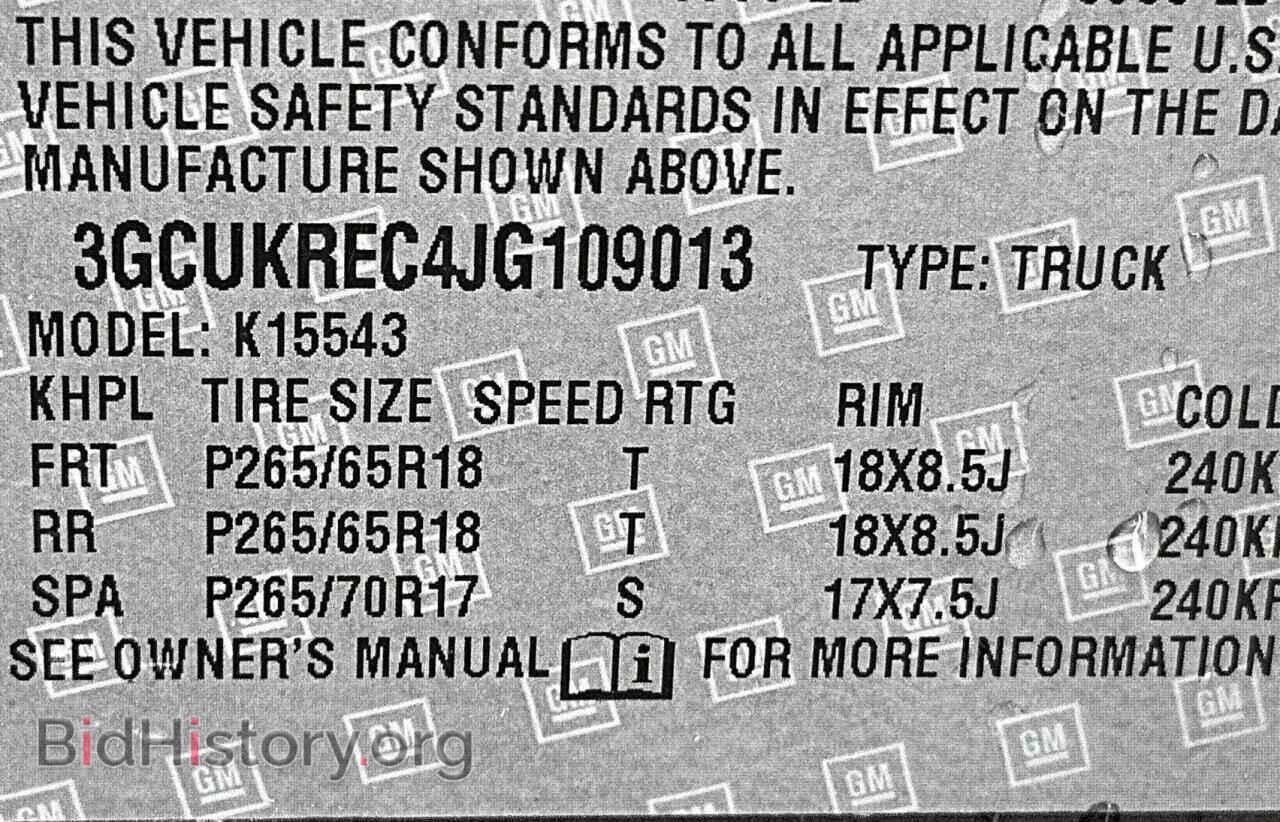 2018 CHEVROLET ALL Models - VIN: 3GCUKREC4JG109013 - Фото 10