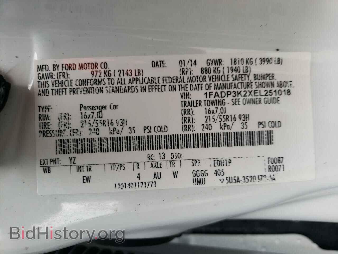 2014 FORD ALL Models - VIN: 1FADP3K2XEL251018 - Фото 12