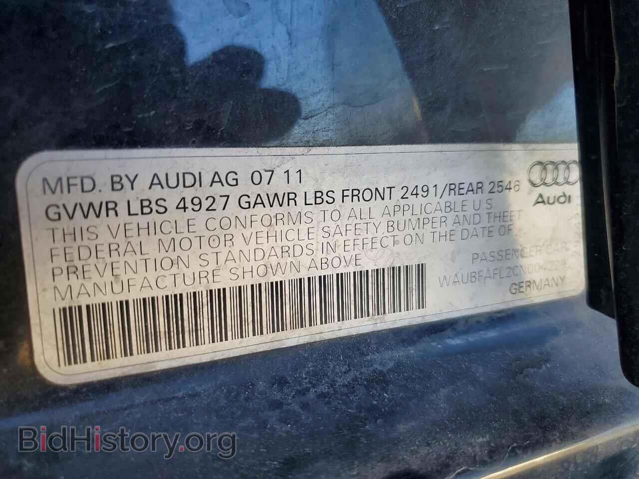 2012 Audi A4 (VIN WAUBFAFL2CN004229) — фото 13 из 13