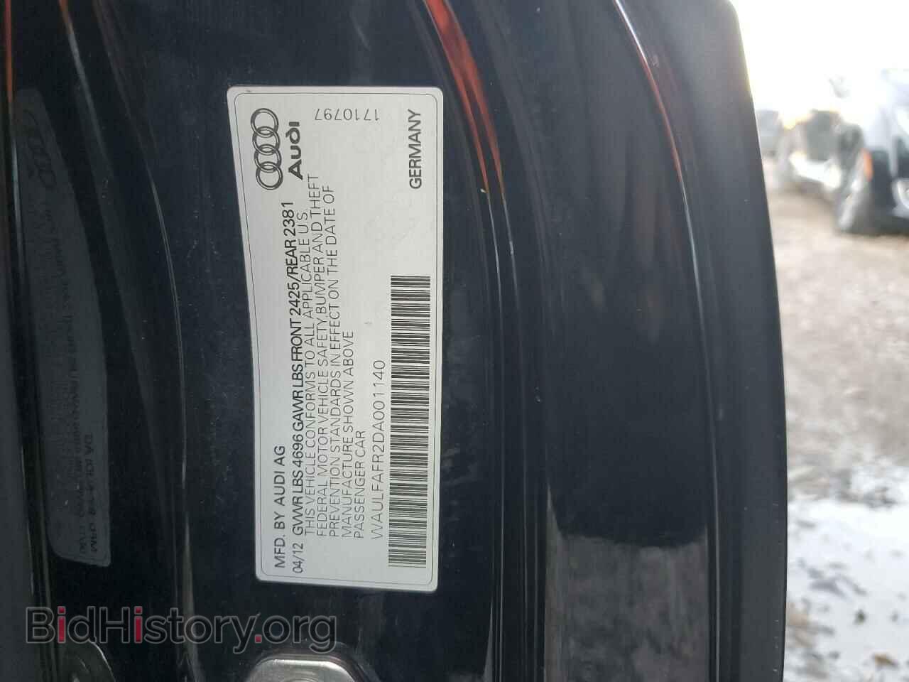 2013 AUDI A5 - VIN: WAULFAFR2DA001140 - Фото 12
