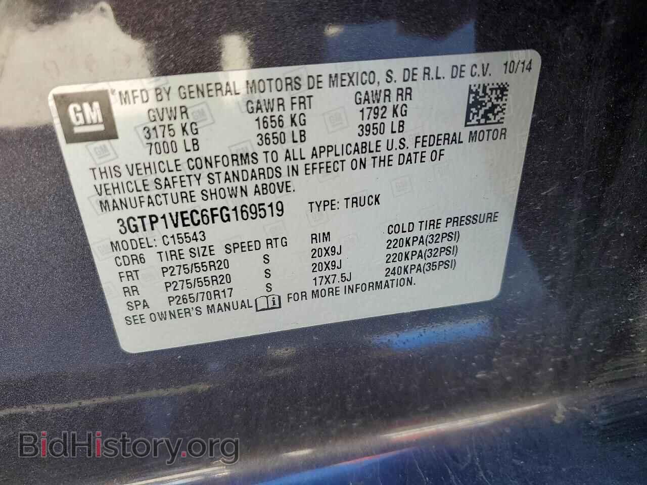 2015 GMC SIERRA - VIN: 3GTP1VEC6FG169519 - Photo 13