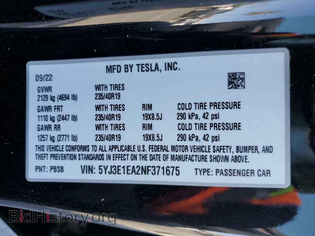 2022 TESLA MODEL 3 - VIN: 5YJ3E1EA2NF371675 - Photo 12