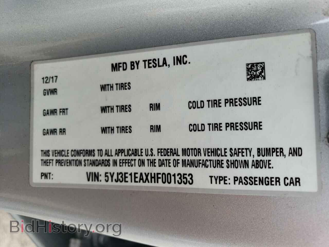 2017 TESLA MODEL 3 - VIN: 5YJ3E1EAXHF001353 - Фото 13