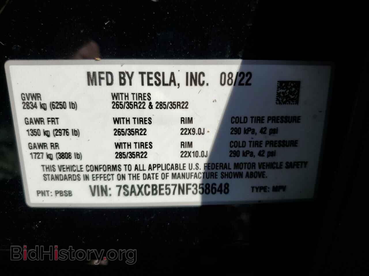2022 TESLA MODEL X - VIN: 7SAXCBE57NF358648 - Фото 14