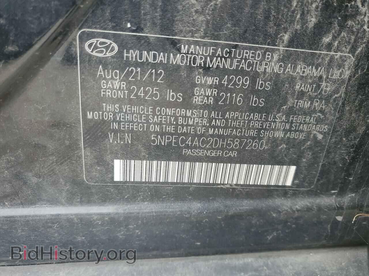 2013 HYUNDAI SONATA - VIN: 5NPEC4AC2DH587260 - Photo 13