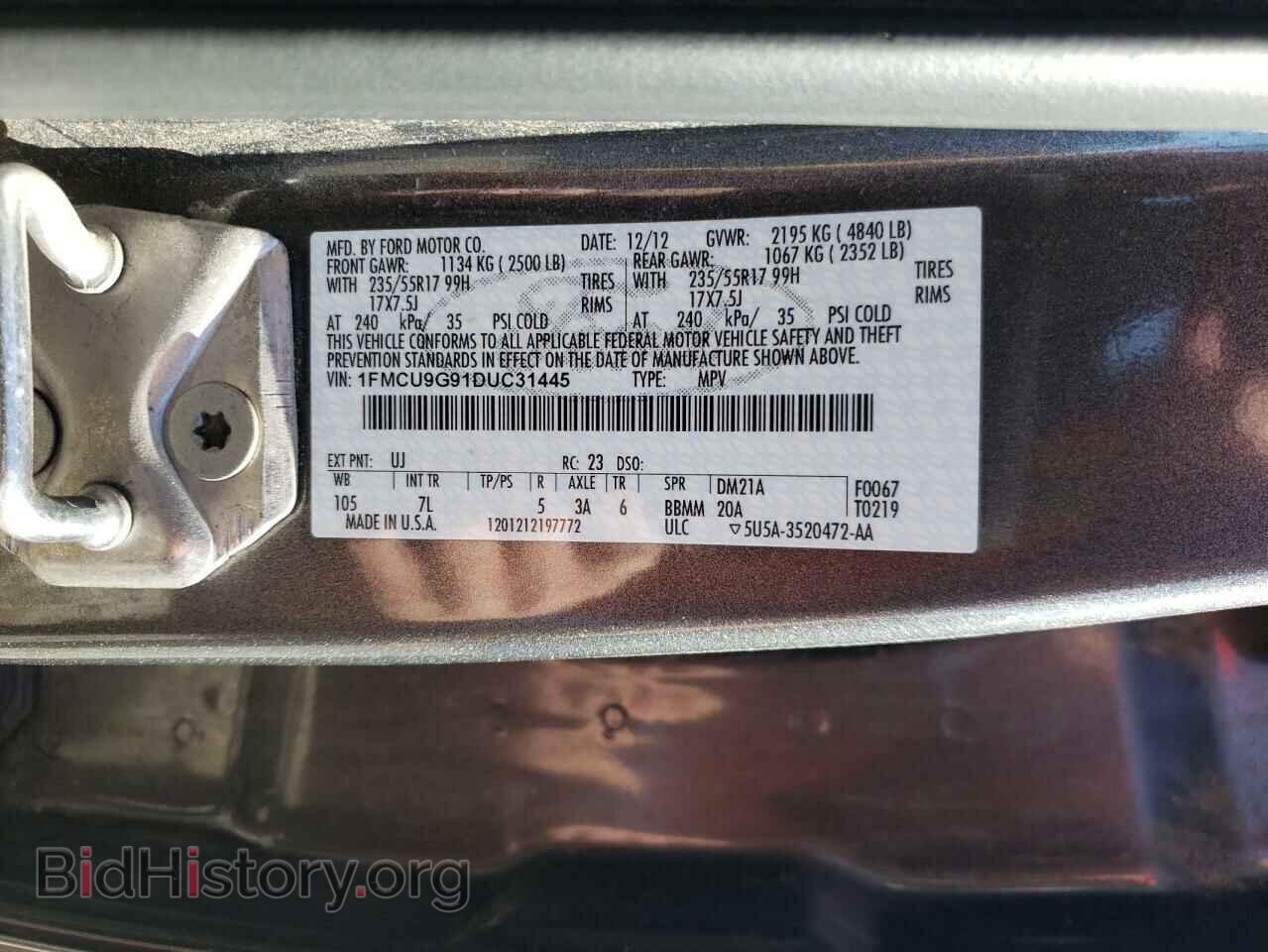 2013 FORD ESCAPE - VIN: 1FMCU9G91DUC31445 - Photo 13