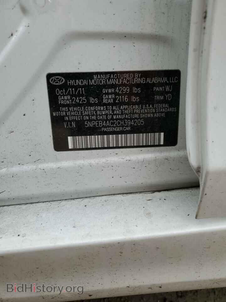 2012 HYUNDAI SONATA - VIN: 5NPEB4AC2CH394205 - Фото 12