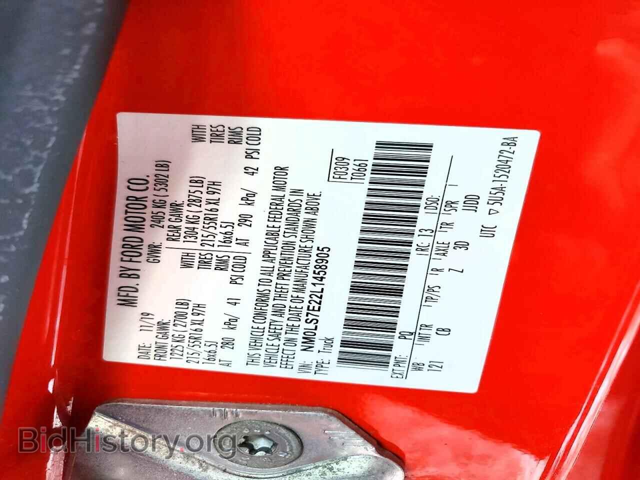 2020 FORD TRANSIT - VIN: NM0LS7E22L1458905 - Photo 13