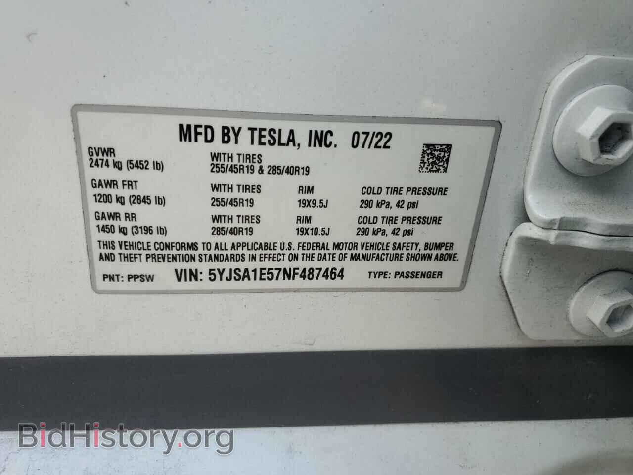 2022 TESLA MODEL S - VIN: 5YJSA1E57NF487464 - Фото 14
